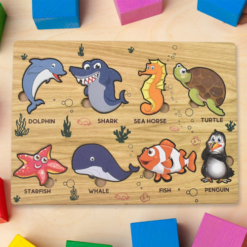 Wooden Sea Animal Puzzle – Educational Toy for Kids | Inventive Play